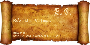 Réthi Vilmos névjegykártya